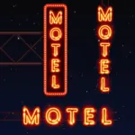 3 scritte "motel" al neon